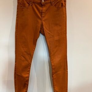 Zara women's Skinny Fit Rust/Orange Coated Jeans
